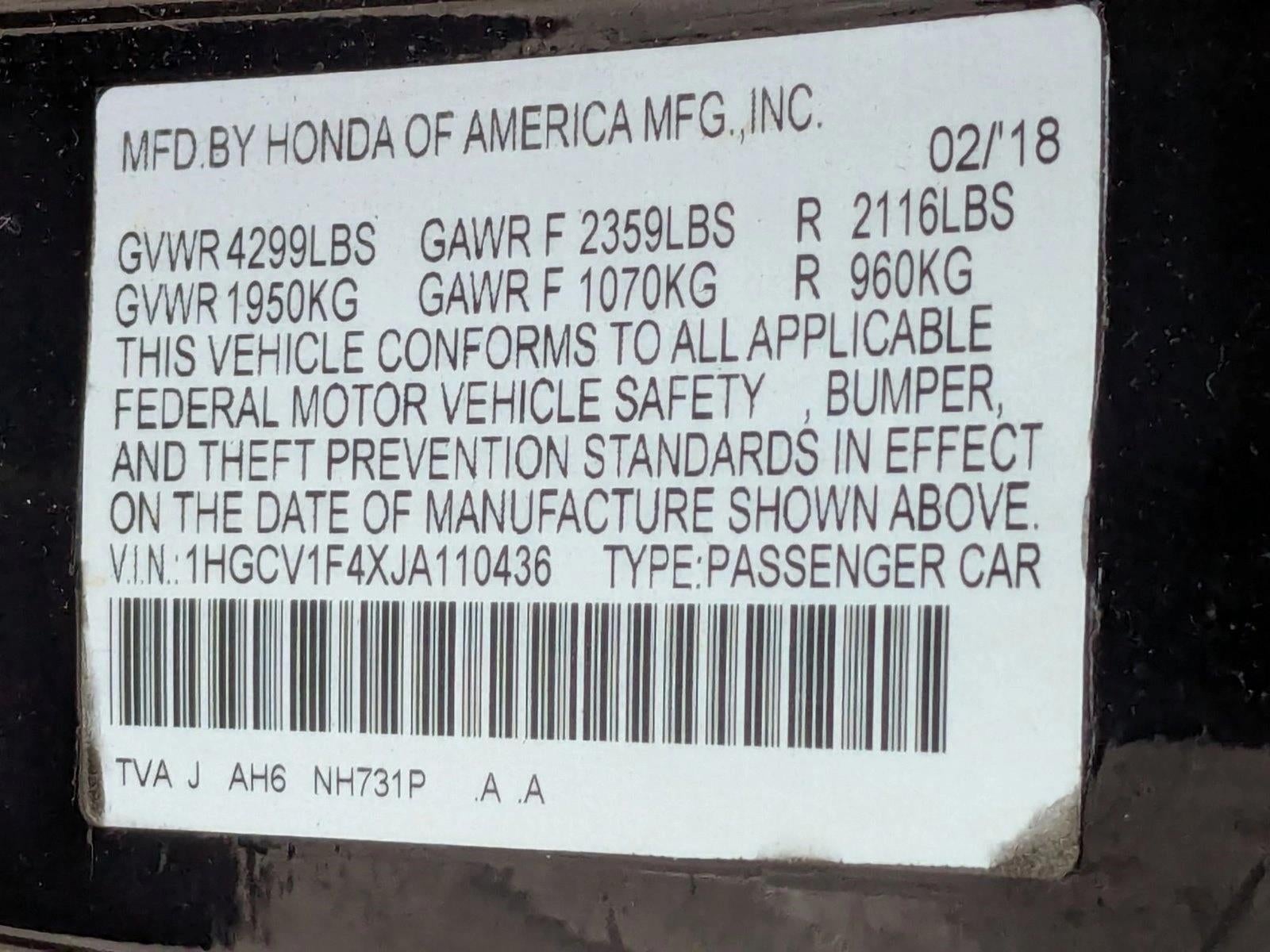 2018 Honda Accord Sedan EX 1.5T