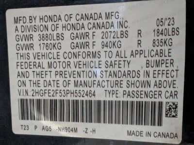 2023 Honda Civic Sedan Sport