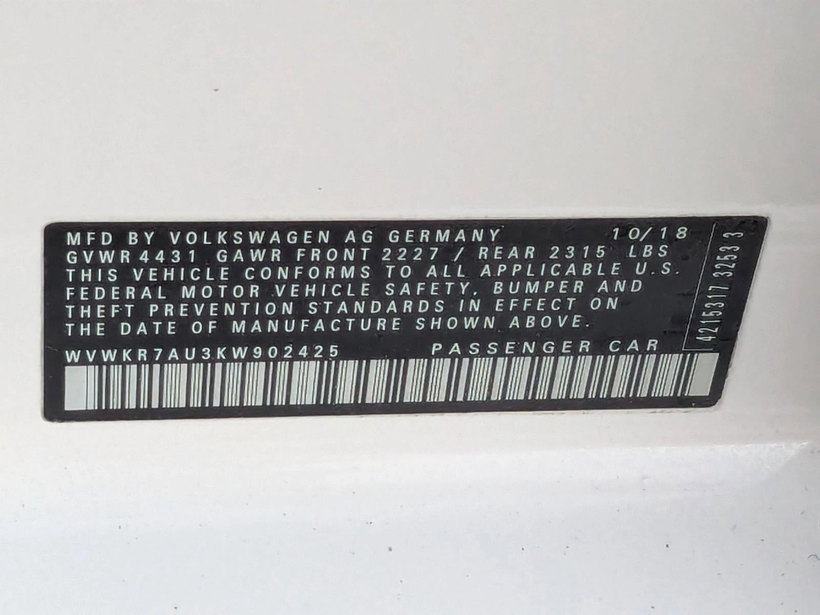 2019 Volkswagen e-Golf SE