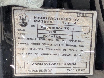 2015 Maserati GranTurismo MC