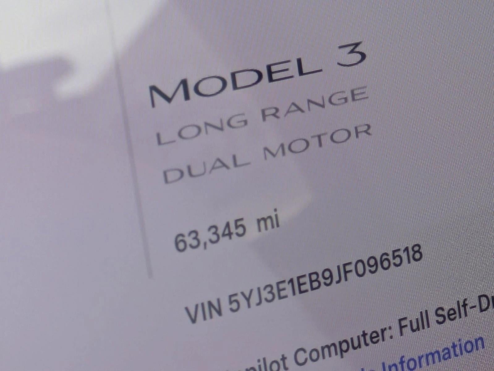 2018 Tesla Model 3 Long Range Battery