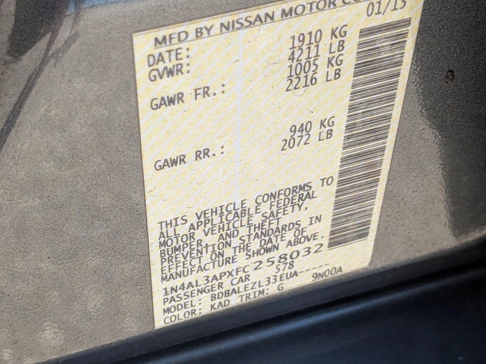 2015 Nissan Altima 2.5 S