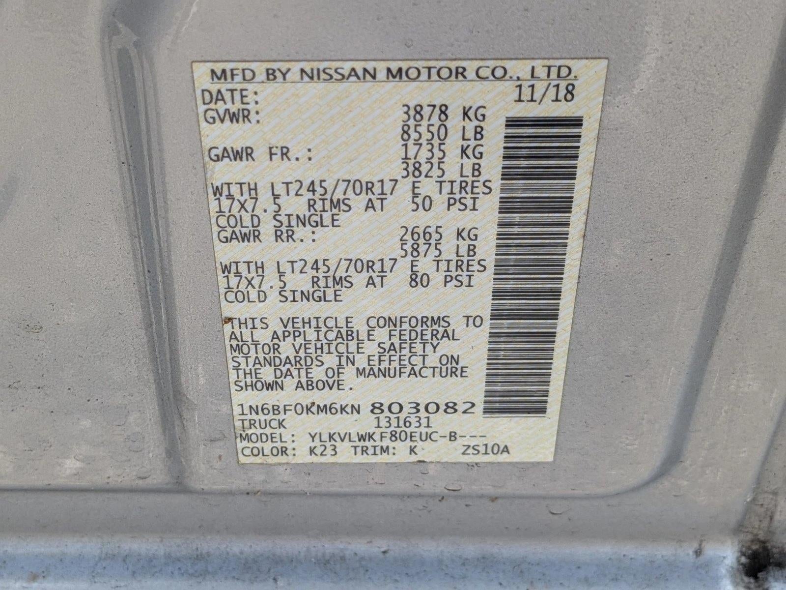 2019 Nissan NV Cargo NV1500 S V6