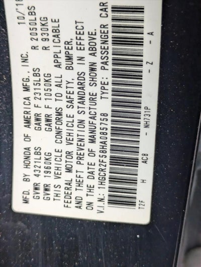 2017 Honda Accord Sedan Sport CVT PZEV