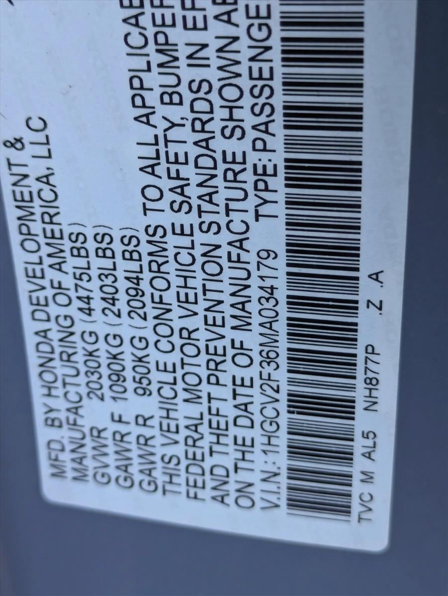 2021 Honda Accord Sedan Sport 2.0T Automatic