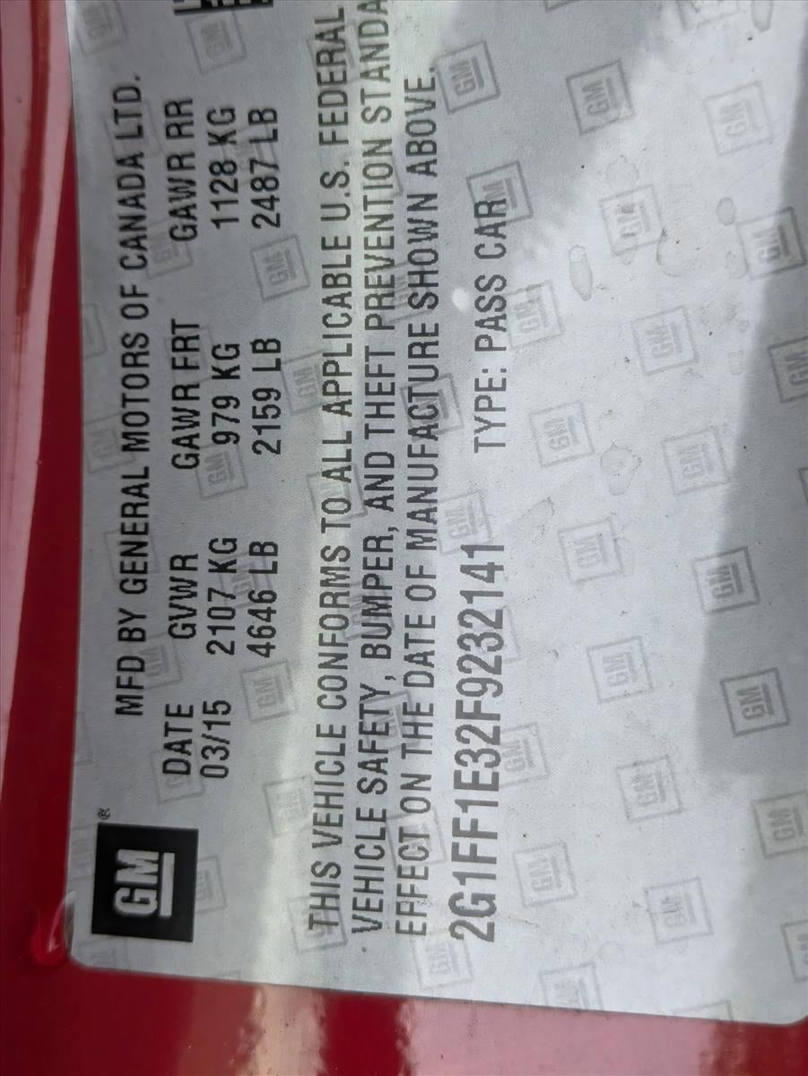 2015 Chevrolet Camaro 2dr Cpe LT w/2LT