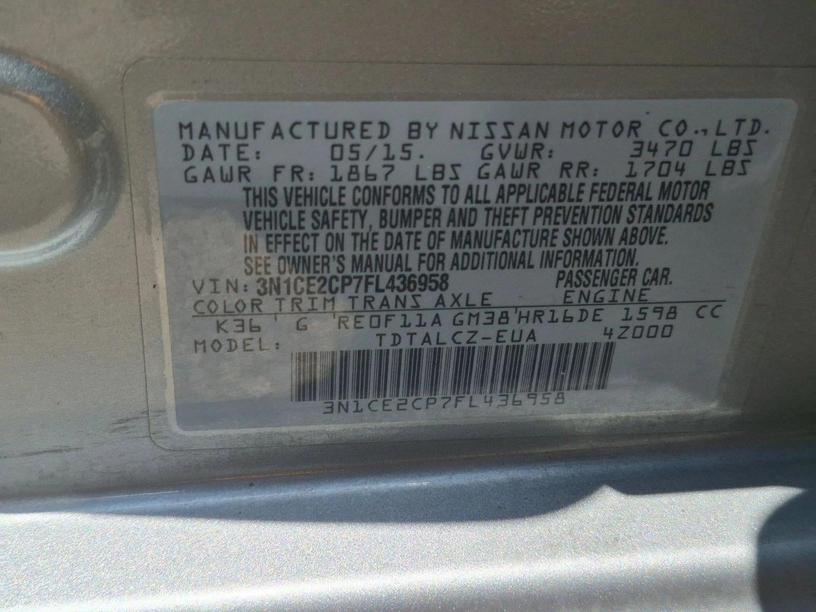 2015 Nissan Versa Note 5dr HB CVT 1.6 S Plus