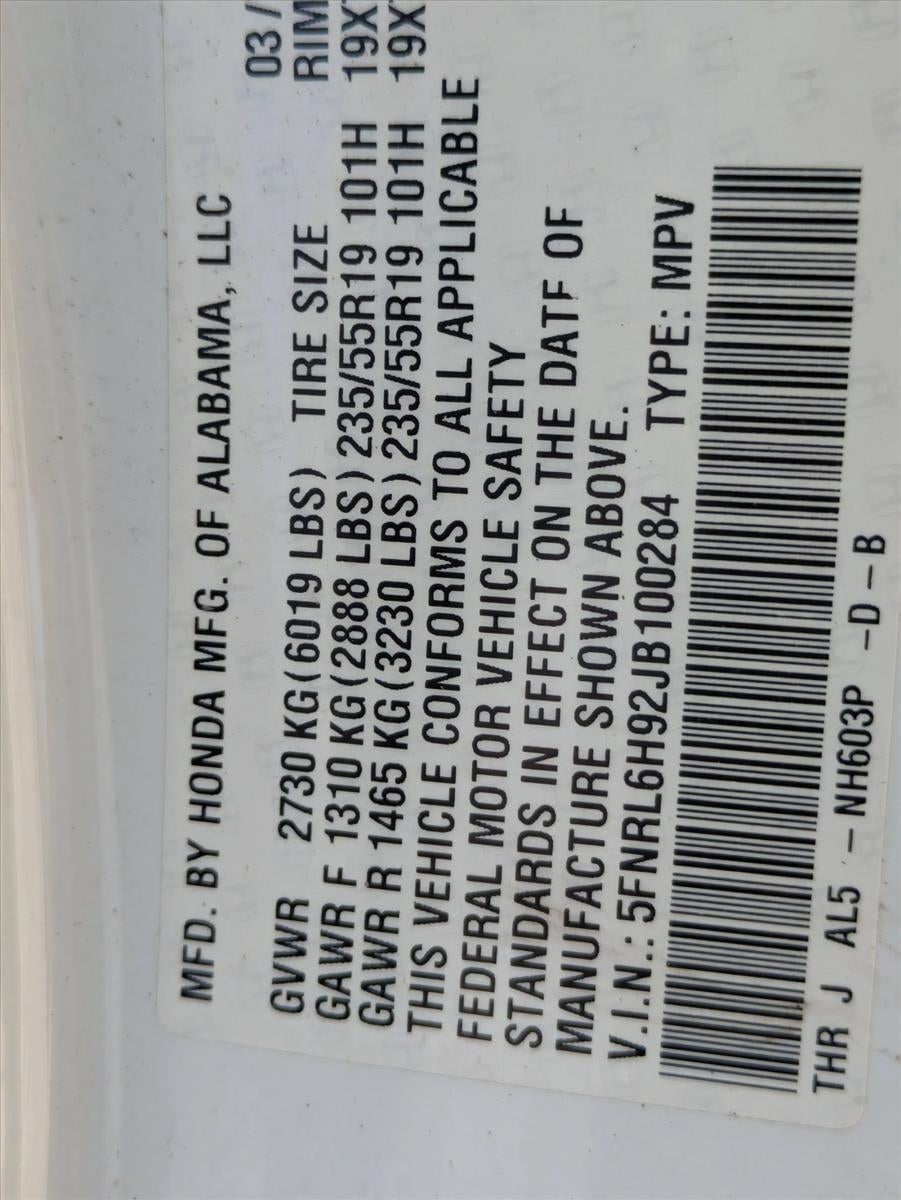 2018 Honda Odyssey Elite Auto