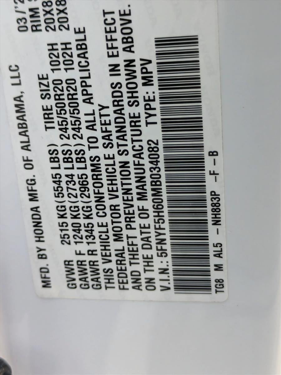 2021 Honda Pilot Touring 7-Passenger 2WD