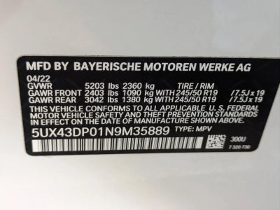 2022 BMW X3 sDrive30i Sports Activity Vehicle