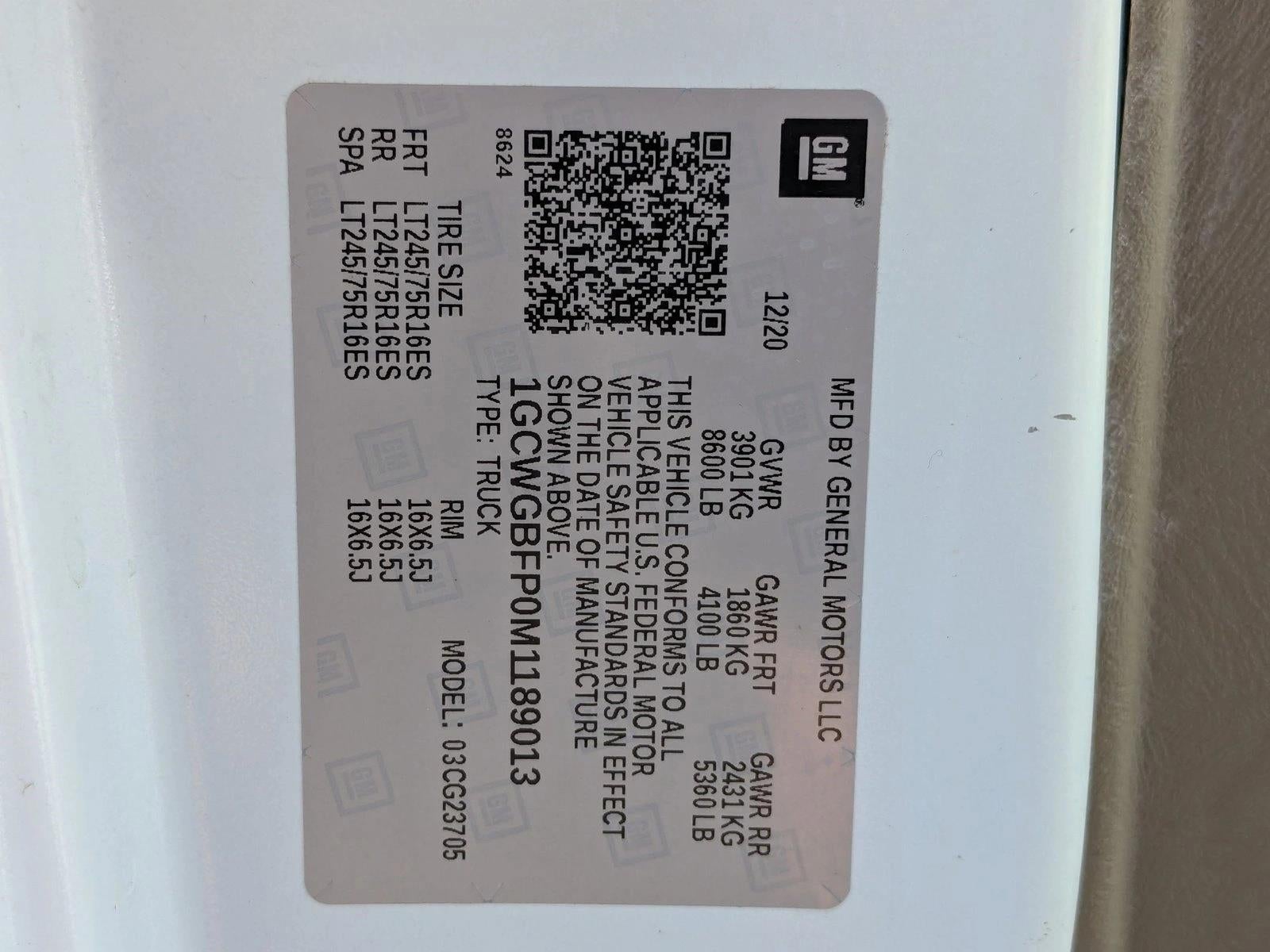 2021 Chevrolet Express Cargo Van 2500 Extended Wheelbase Rear-Wheel Drive