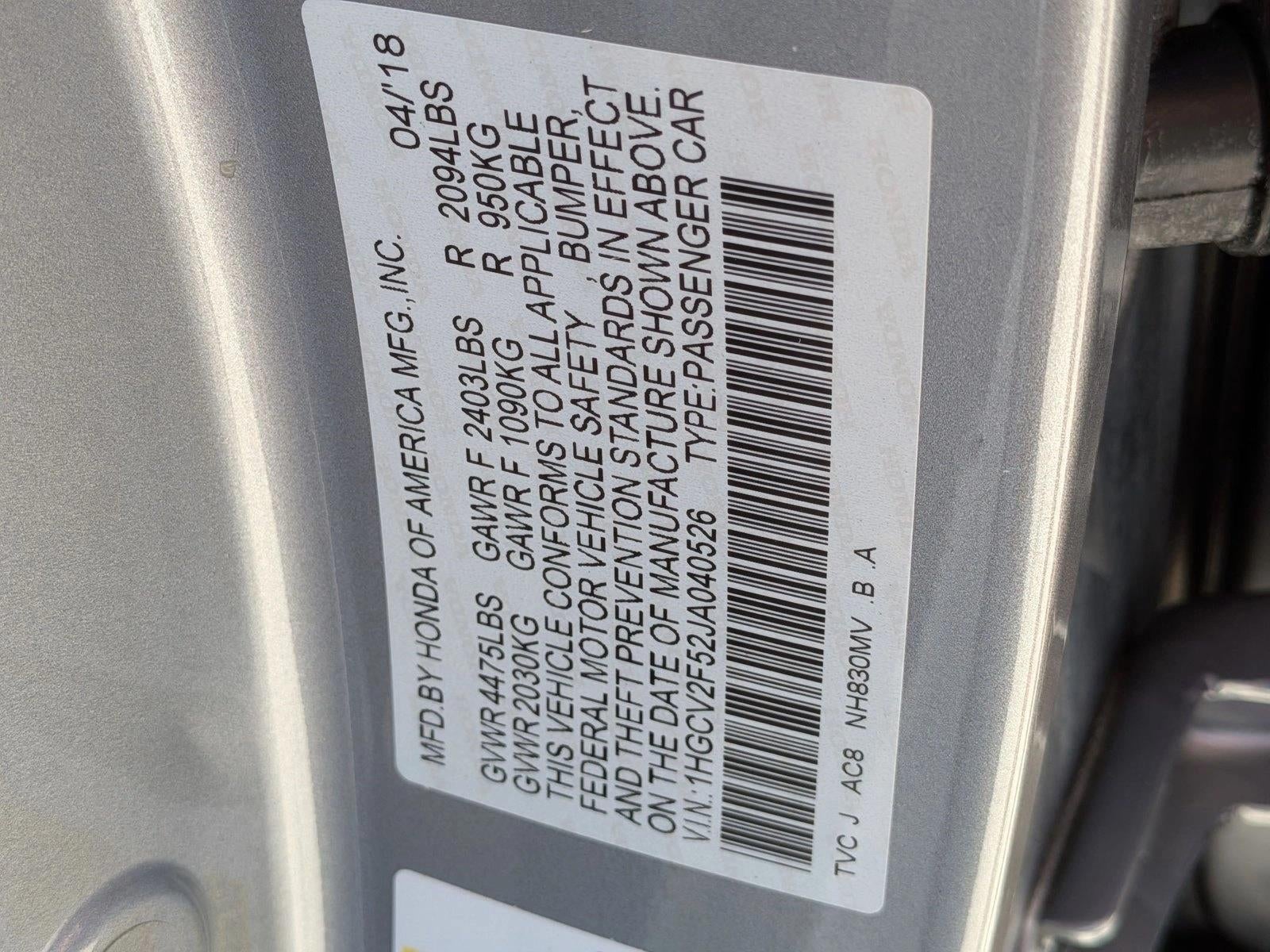 2018 Honda Accord Sedan EX-L 2.0T Automatic