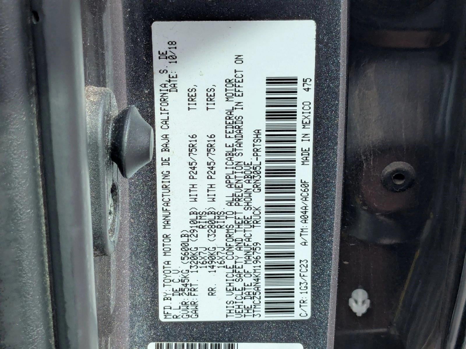 2019 Toyota Tacoma 4WD 4WD SR5 Double Cab 5' Bed V6 AT (GS)