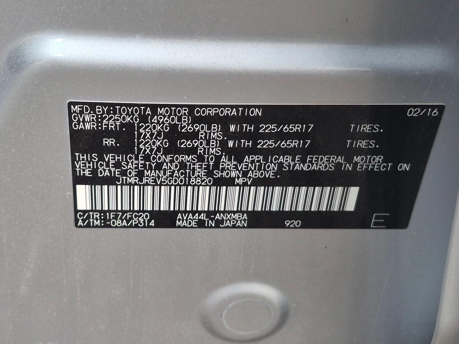 2016 Toyota RAV4 Hybrid AWD 4dr XLE (Natl)