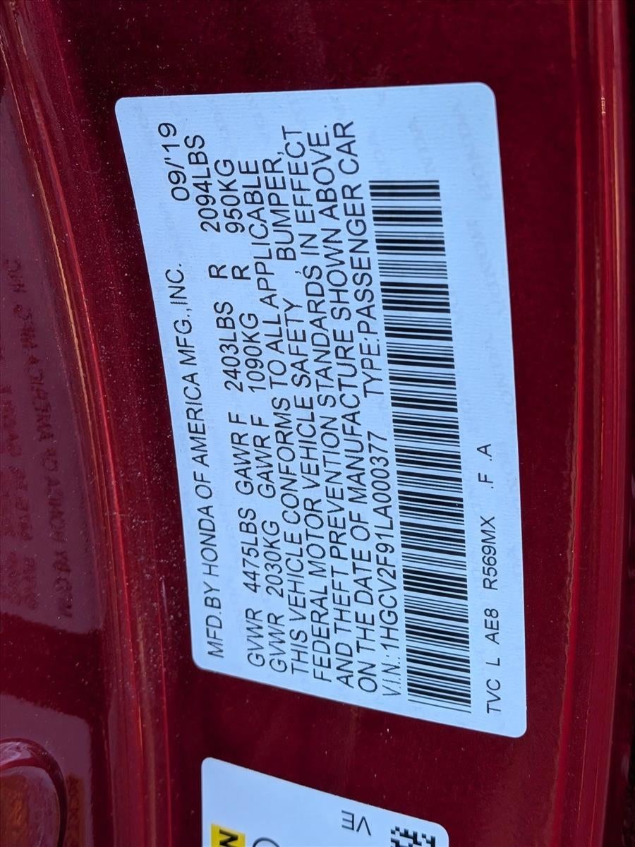 2020 Honda Accord Sedan Touring 2.0T Automatic