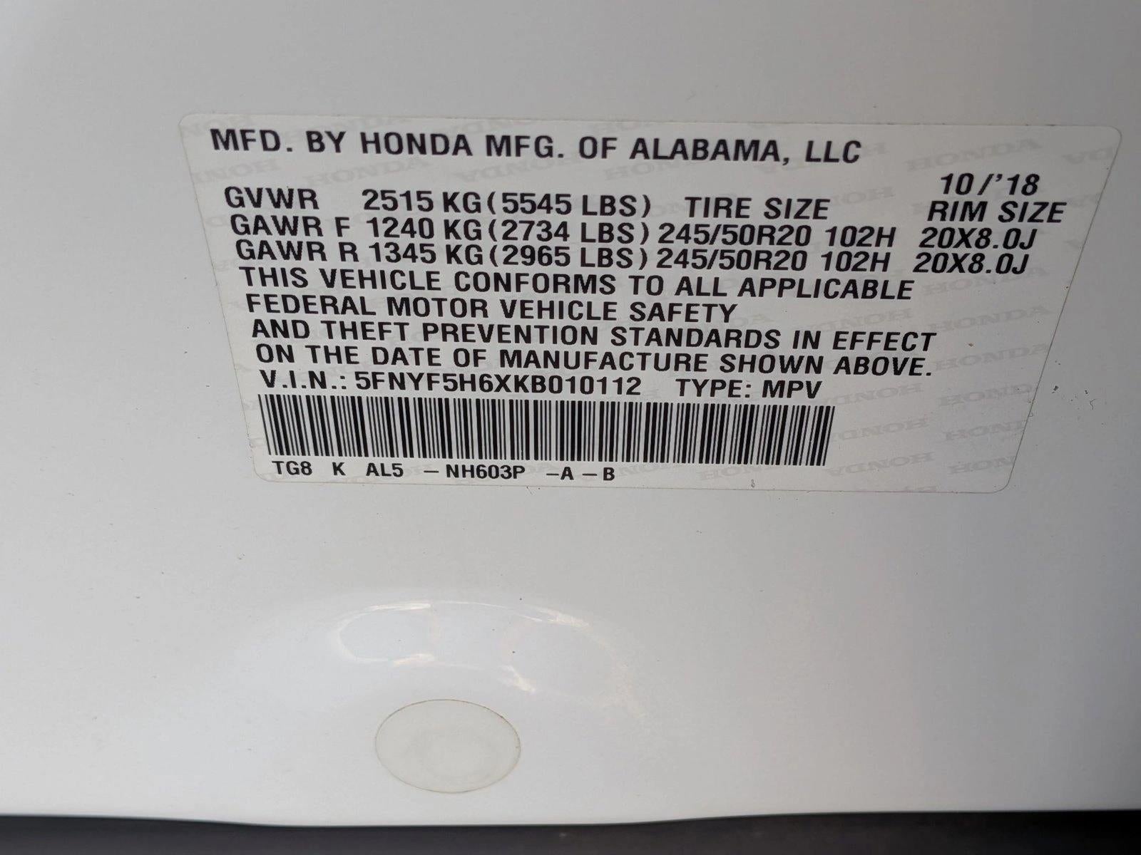2019 Honda Pilot Touring 7-Passenger 2WD