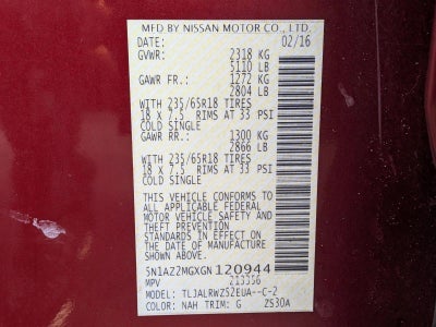 2016 Nissan Murano FWD 4dr SL