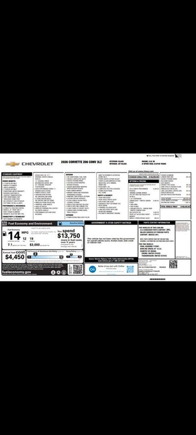 2026 Chevrolet Corvette Z06 Convertible 3LZ