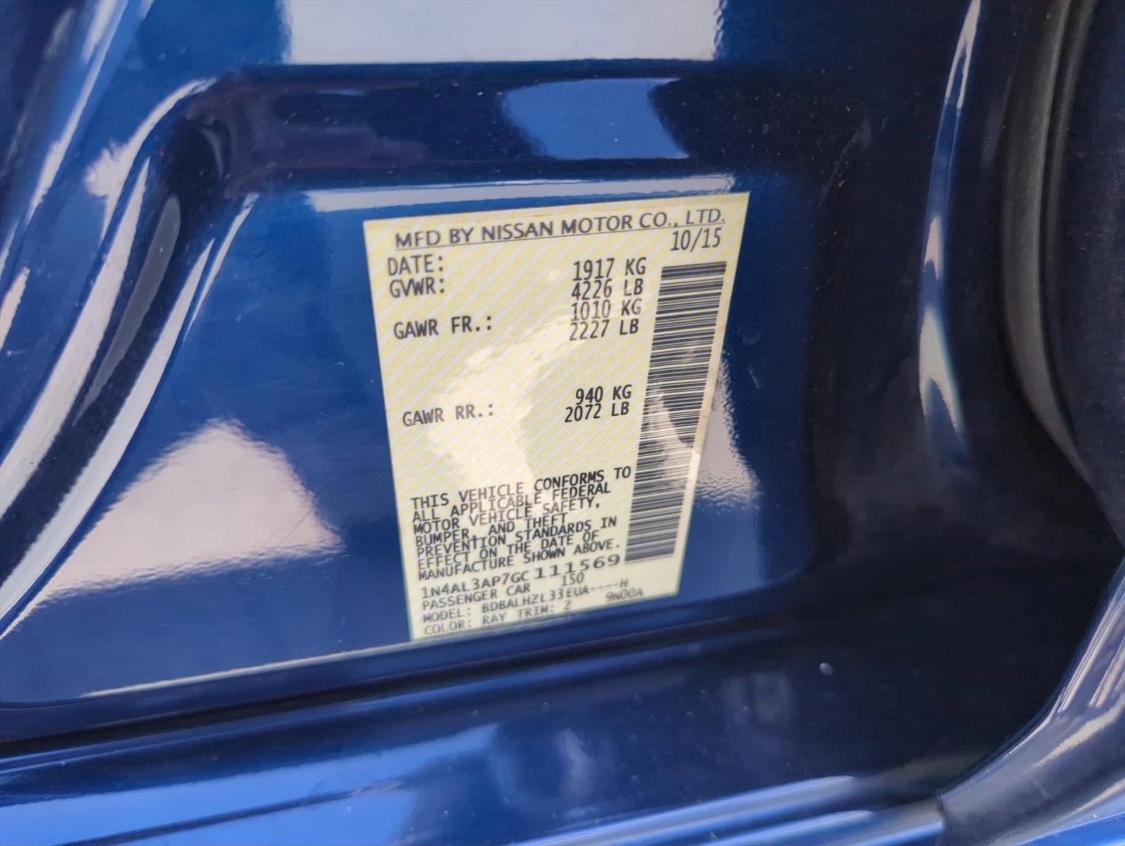 2016 Nissan Altima 4dr Sdn I4 2.5 SR