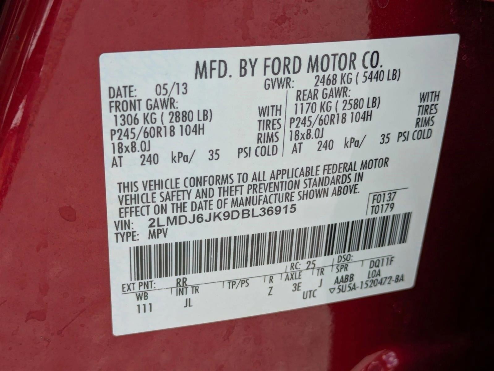 2013 Lincoln MKX 4dr Wgn 3.7L V6 FWD