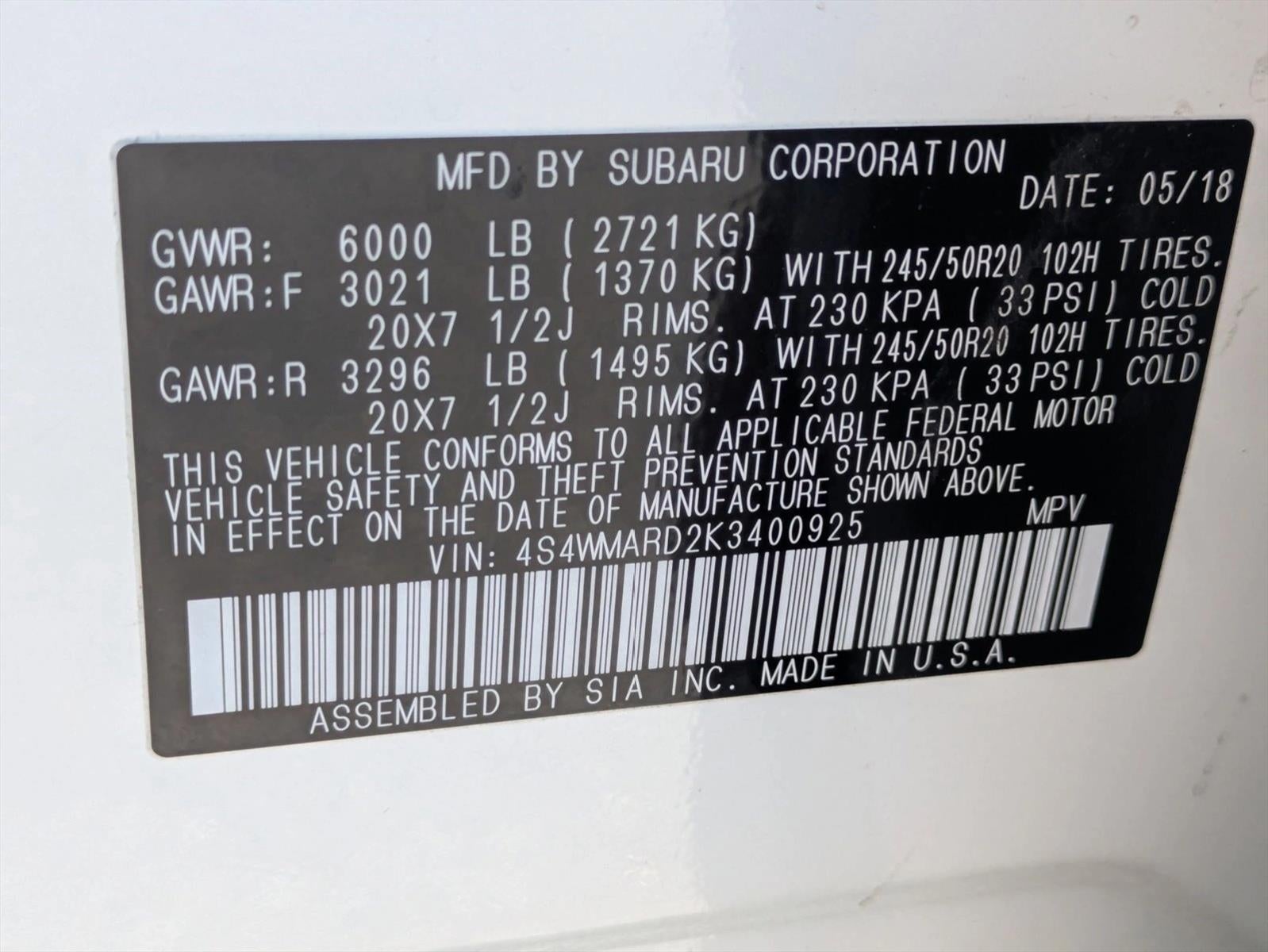 2019 Subaru Ascent 2.4T Touring 7-Passenger