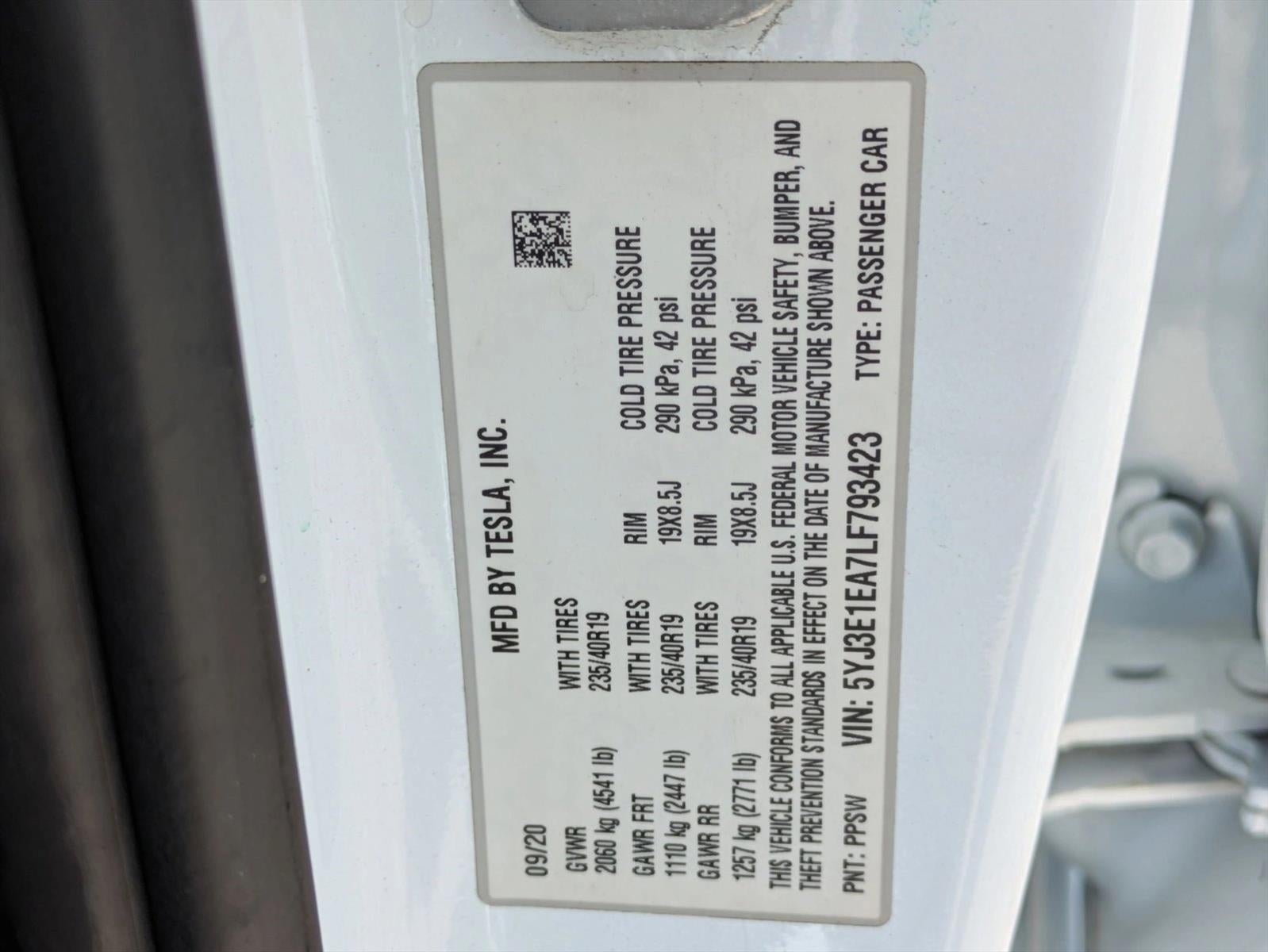 2020 Tesla Model 3 Standard Range Plus RWD