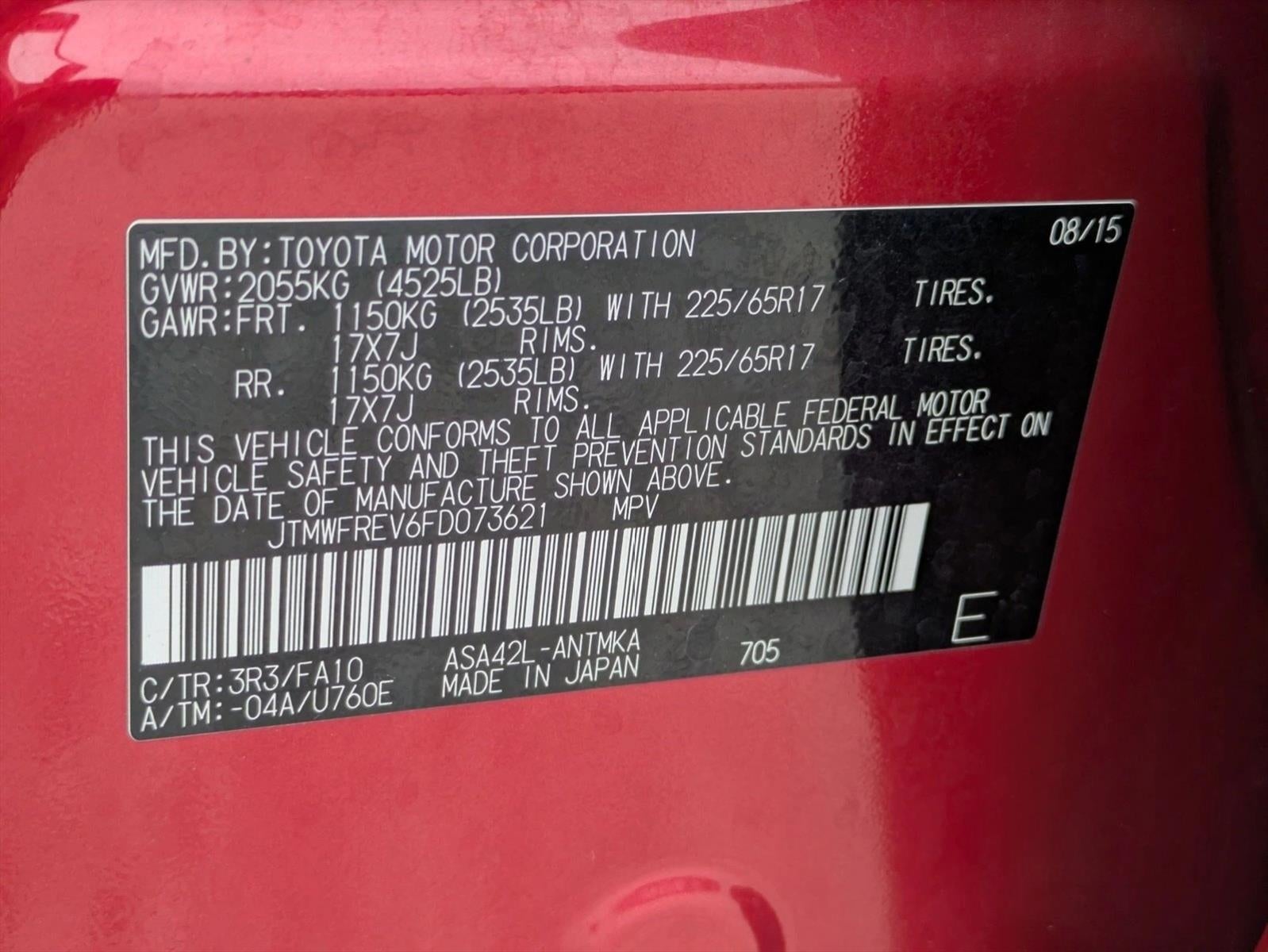 2015 Toyota RAV4 FWD 4dr XLE (GS)