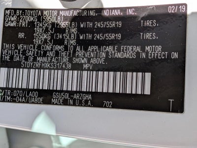 2019 Toyota Highlander Limited V6 FWD (GS)