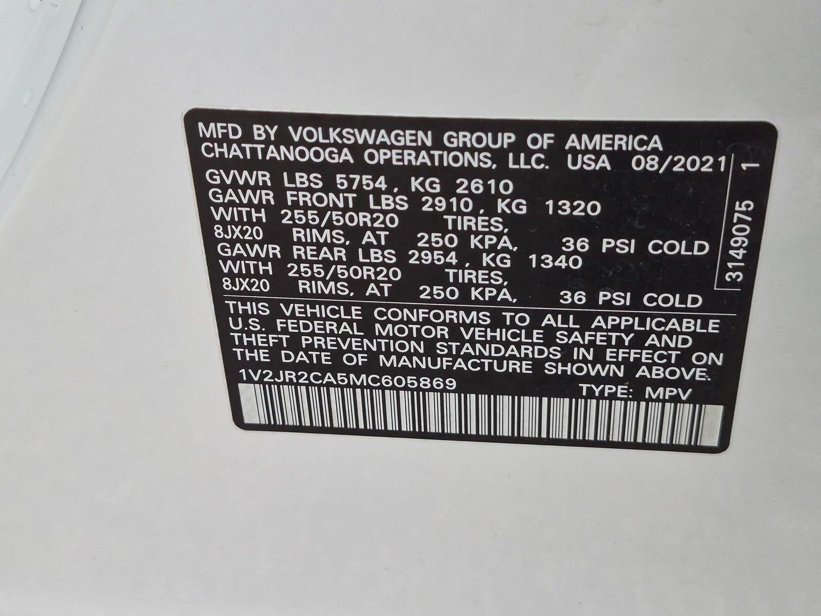 2021 Volkswagen Atlas 2021.5 3.6L V6 SE w/Technology FWD