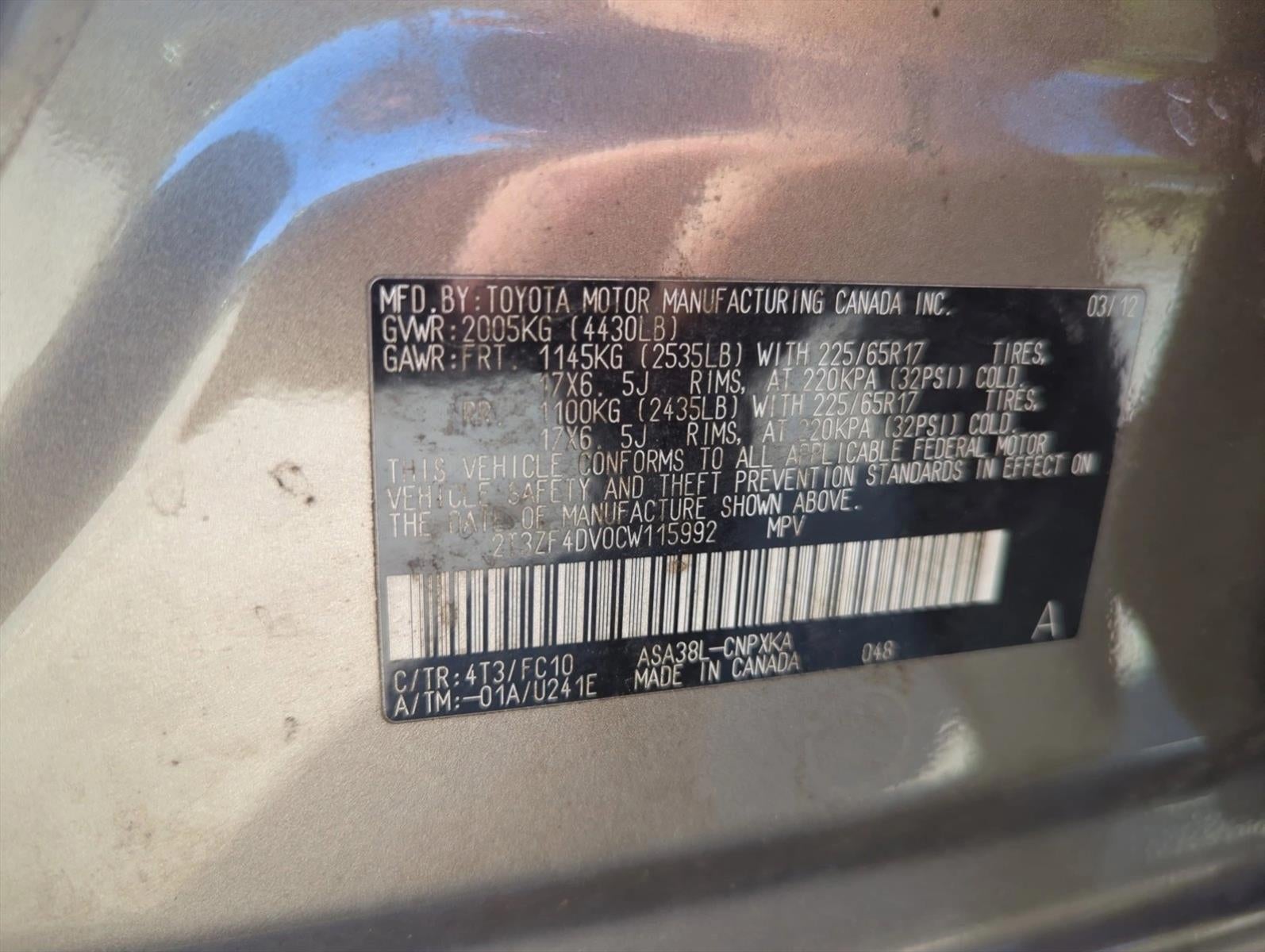 2012 Toyota RAV4 FWD 4dr I4 (Natl)