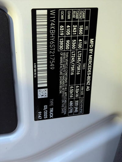 2025 Mercedes-Benz Sprinter Cargo Van 2500 Standard Roof I4 Diesel 144" RWD