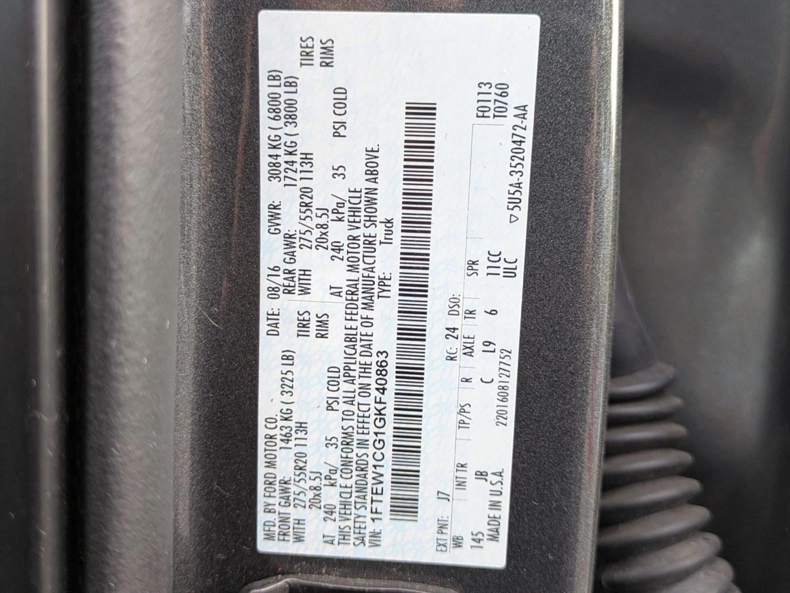 2016 Ford F-150 2WD SuperCrew 5-1/2 Ft Box XLT