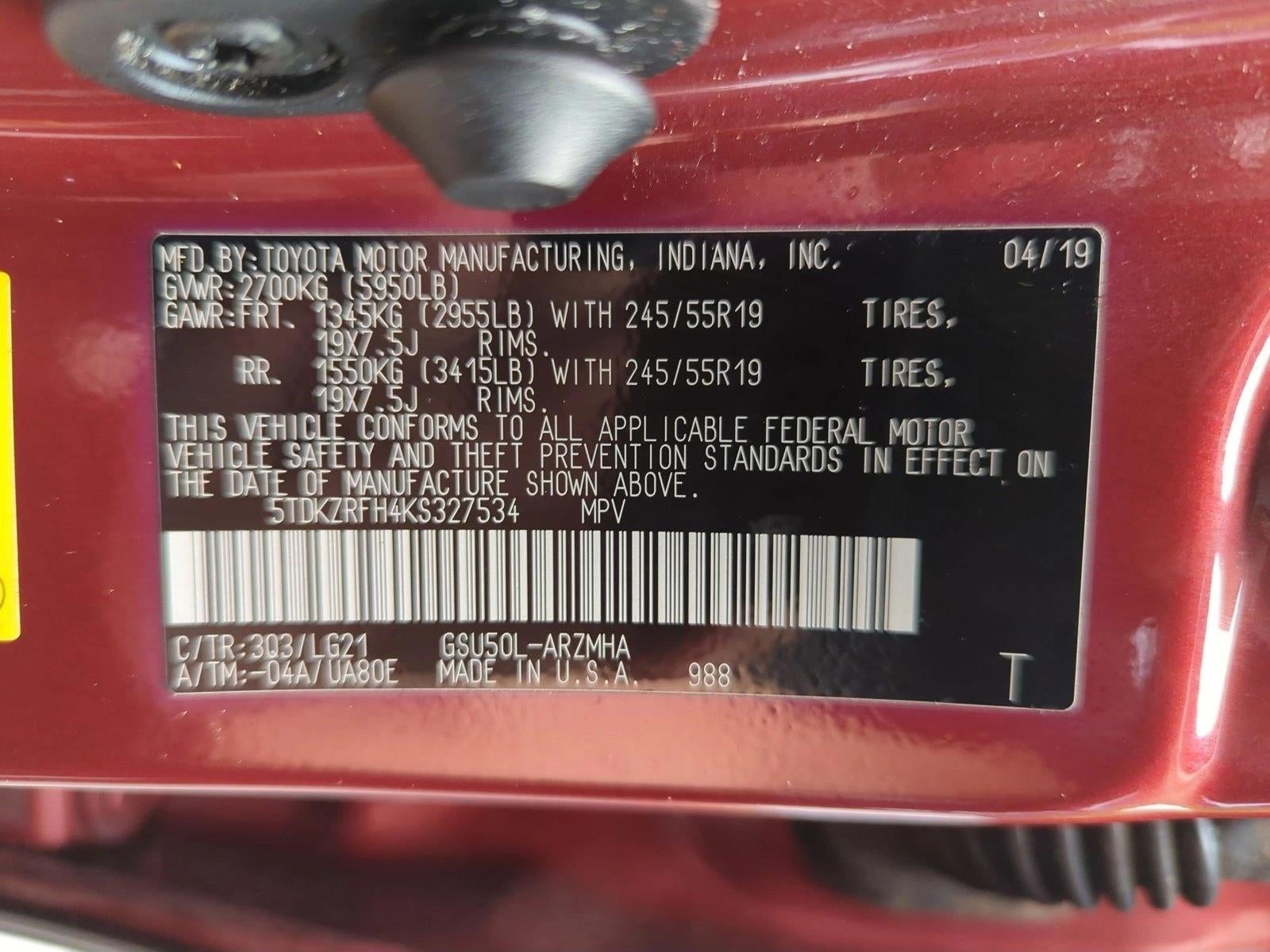 2019 Toyota Highlander SE V6 FWD (Natl)