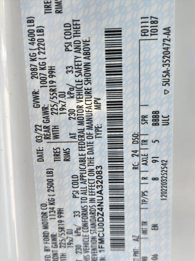 2022 Ford Escape Titanium Hybrid FWD