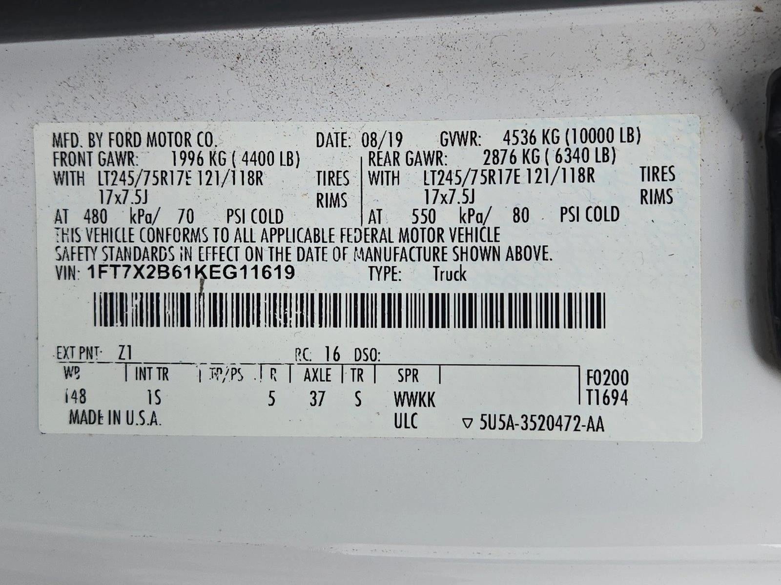 2019 Ford Super Duty F-250 SRW XL 4WD SuperCab 6.75' Box