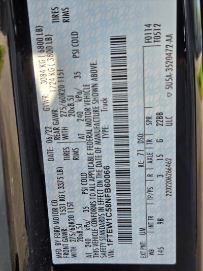 2022 Ford F-150 Platinum 2WD SuperCrew 5.5' Box