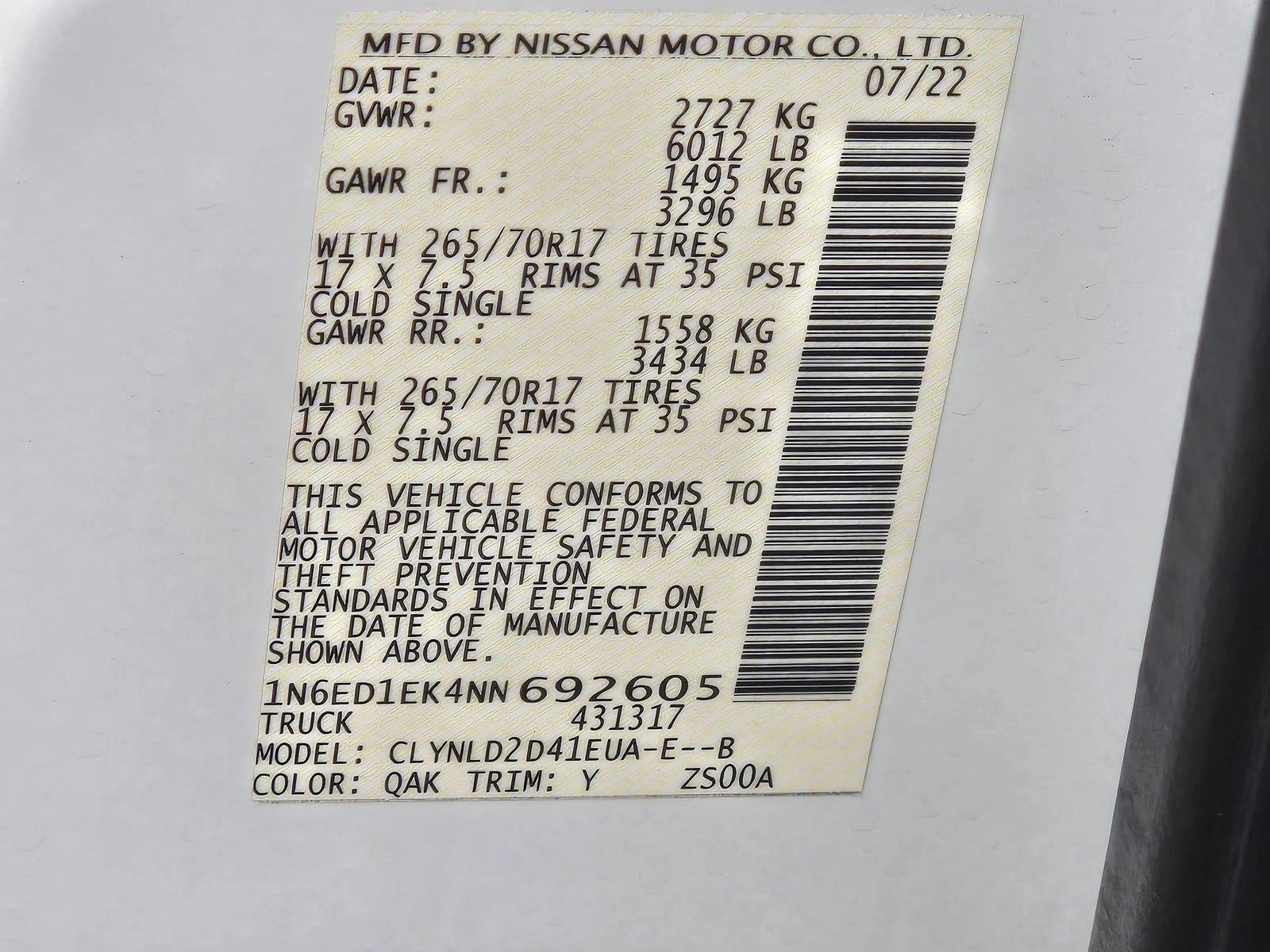 2022 Nissan Frontier Crew Cab 4x4 PRO-4X Auto