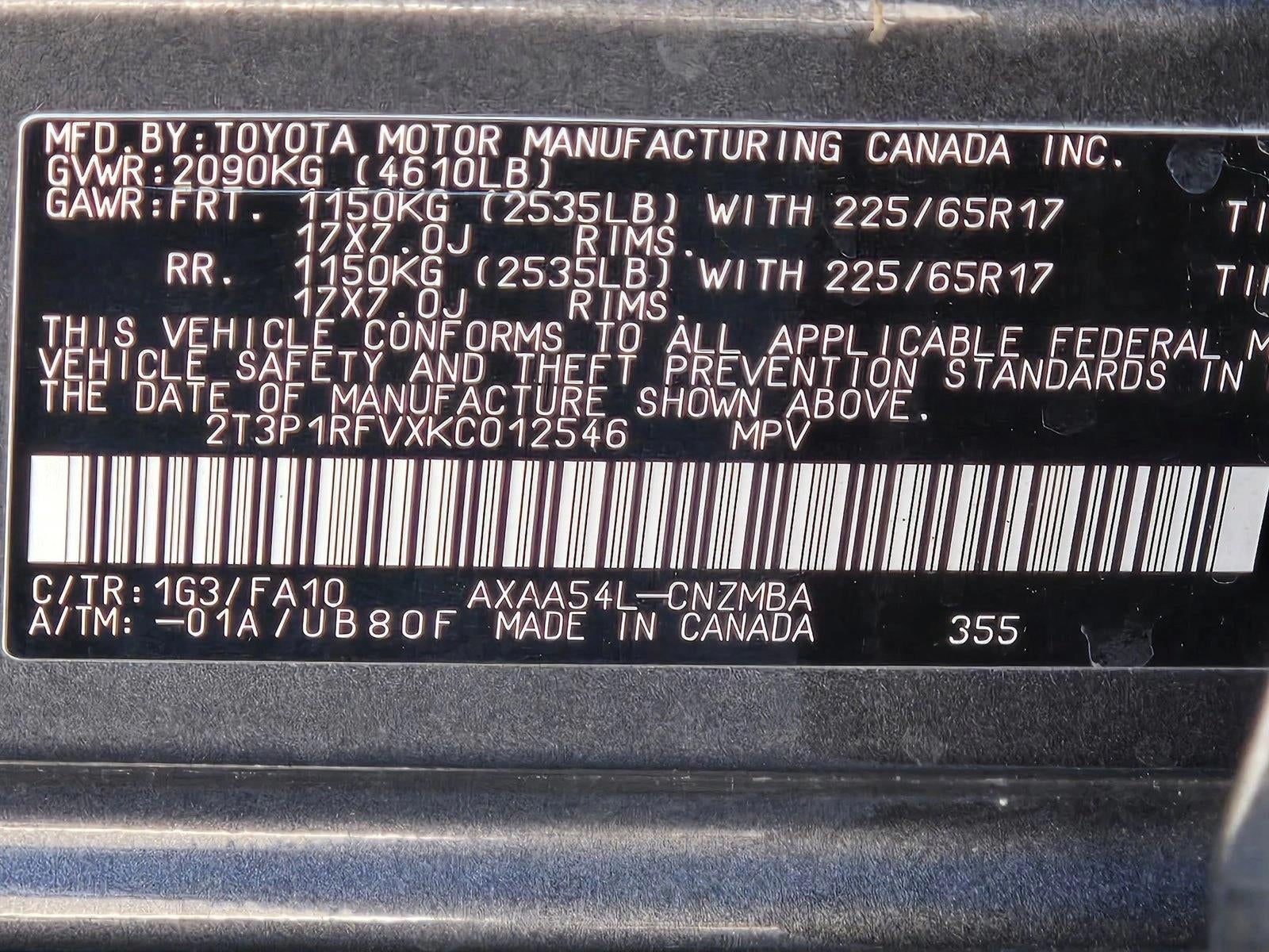 2019 Toyota RAV4 XLE AWD (Natl)