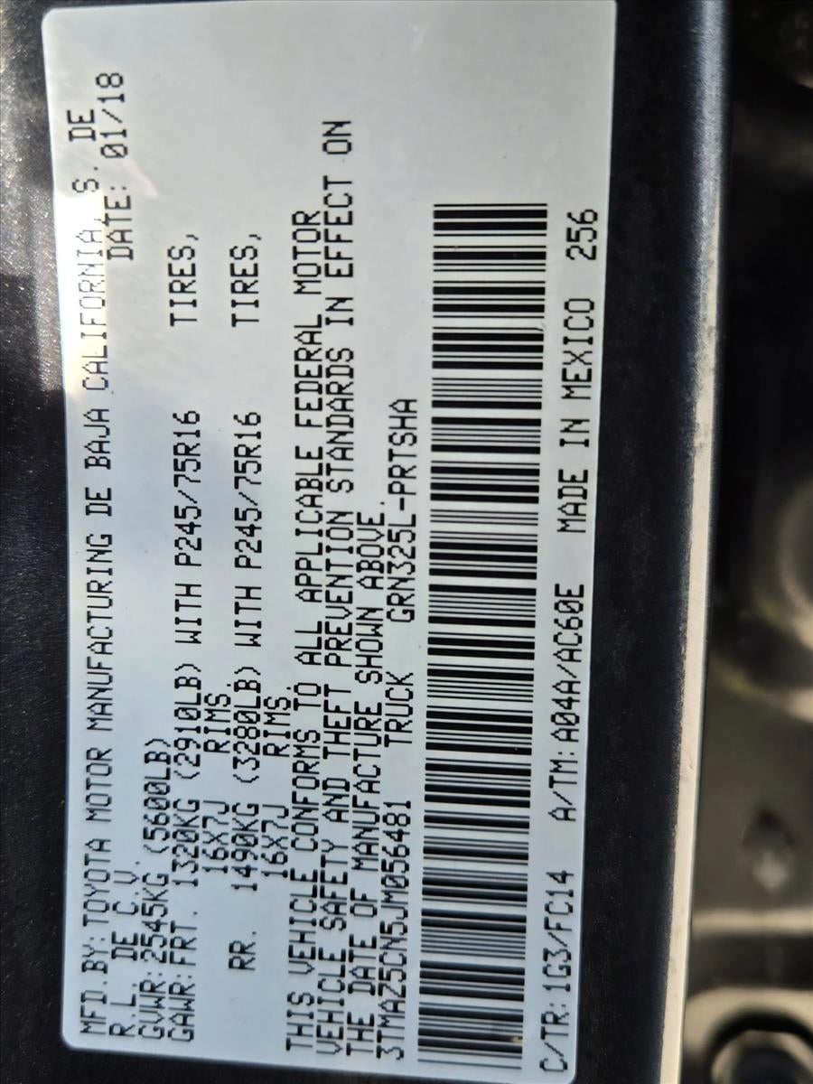 2018 Toyota Tacoma SR5 Double Cab 5' Bed V6 4x2 AT (GS)