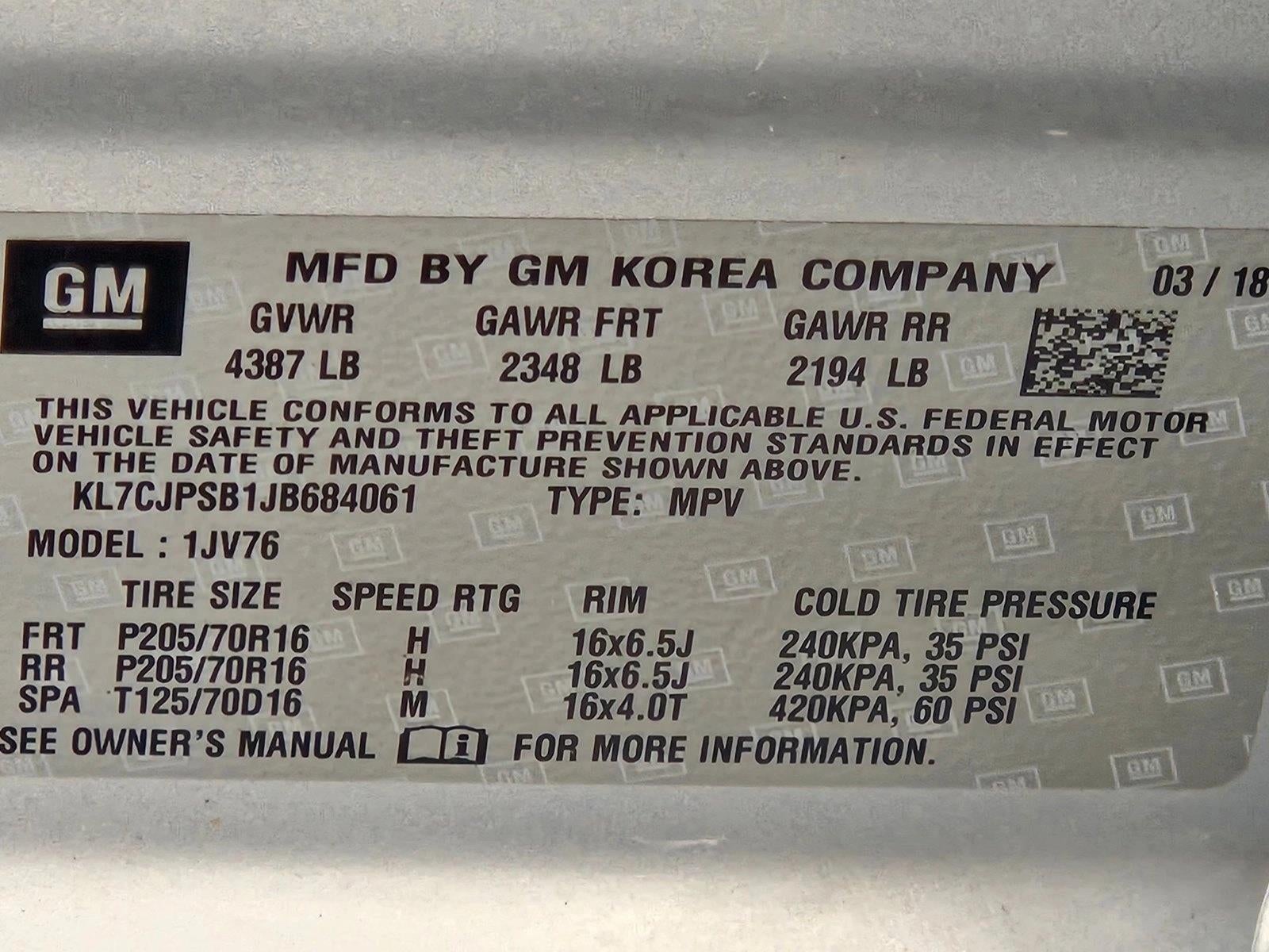 2018 Chevrolet Trax AWD 4dr LT