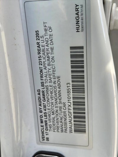 2018 Audi A3 Sedan 2.0 TFSI Premium FWD