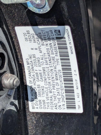 2020 Honda Civic Si Sedan Manual