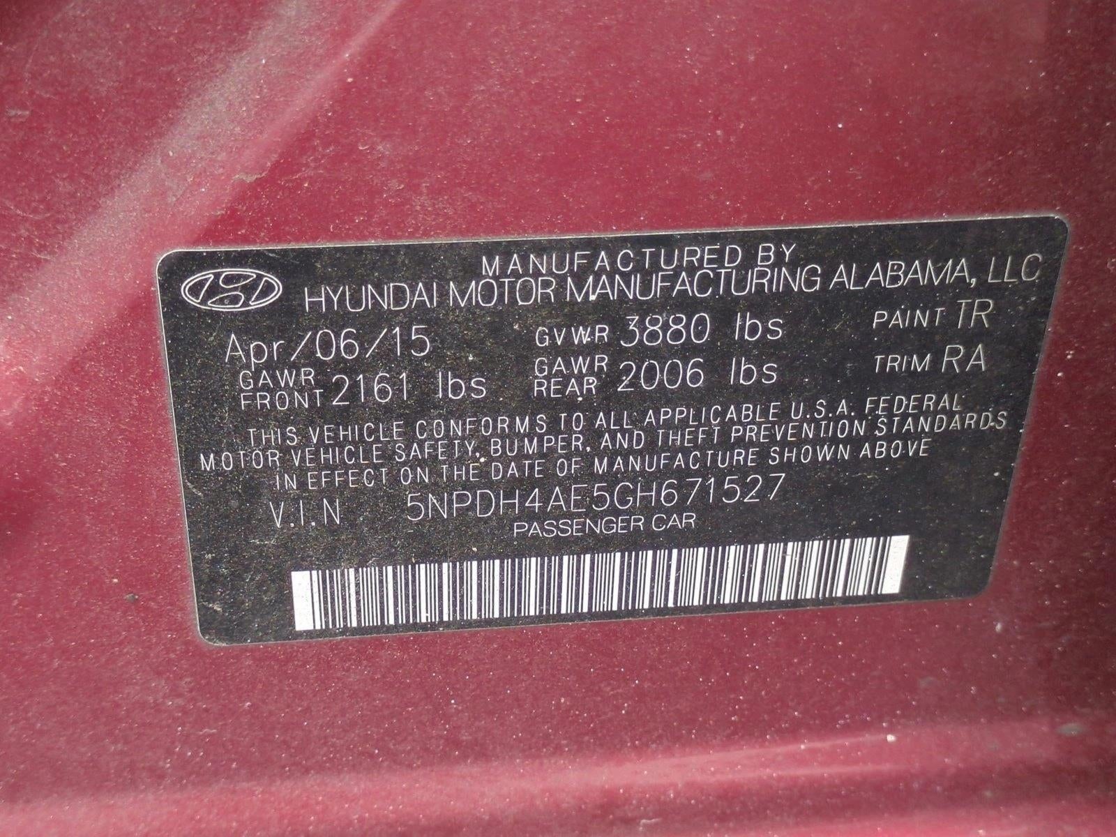 2016 Hyundai ELANTRA 4dr Sdn Auto Limited