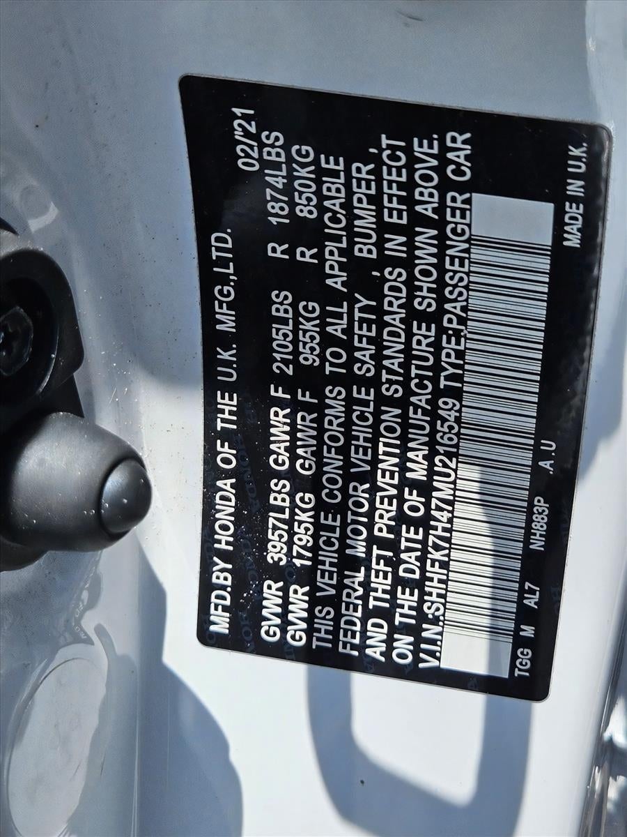 2021 Honda Civic Hatchback Sport CVT