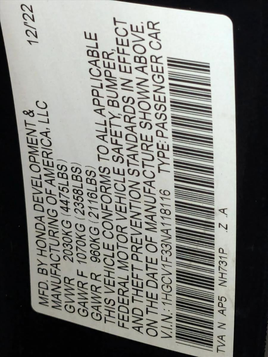 2022 Honda Accord Sedan Sport 1.5T CVT