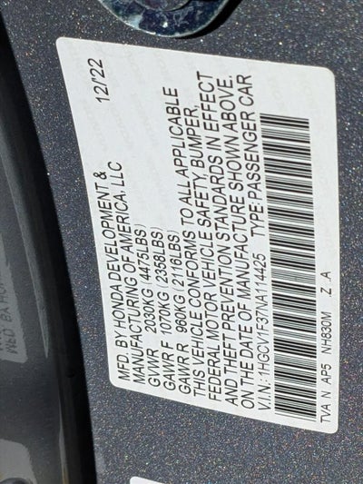 2022 Honda Accord Sedan Sport 1.5T CVT