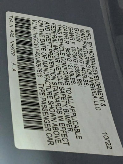 2022 Honda Accord Sedan Sport SE 1.5T CVT