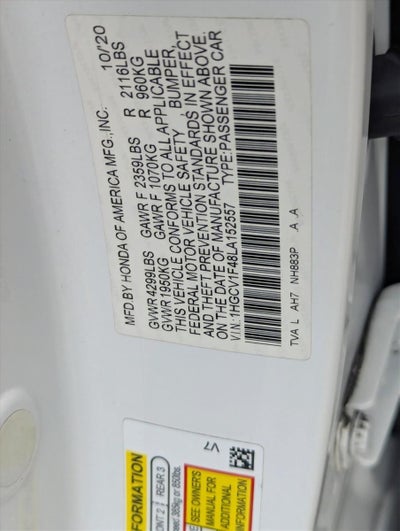 2020 Honda Accord Sedan EX 1.5T CVT