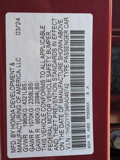 2024 Honda Accord Sedan EX CVT