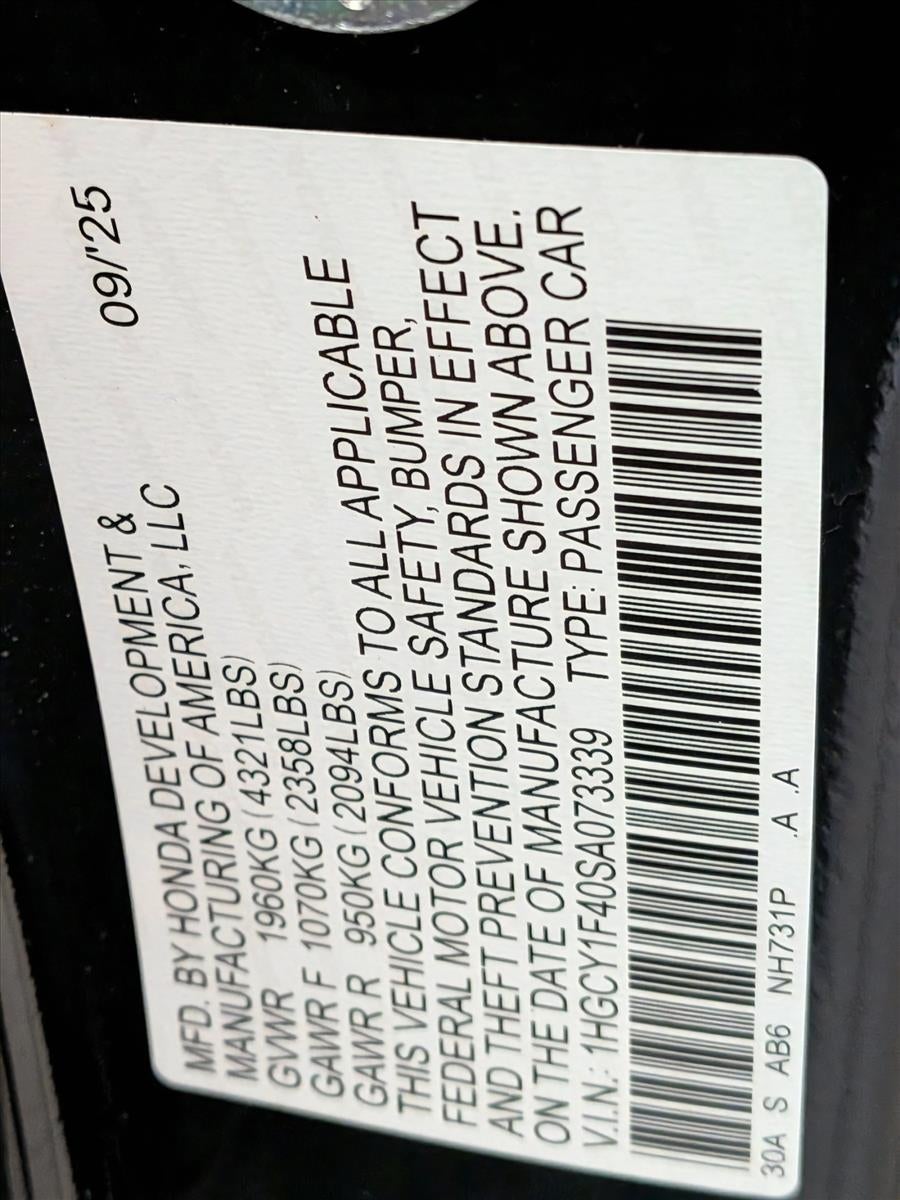 2025 Honda Accord Sedan SE CVT